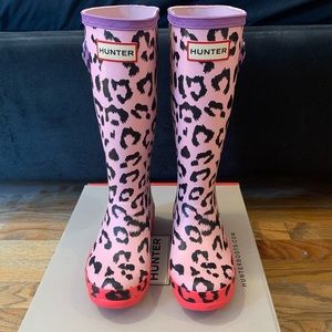 Hunter cheetah print rain boots … size 2 worn once new condition